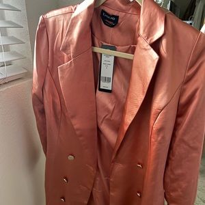 Bebe satin blazer dress.